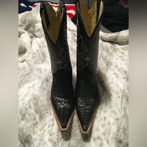Black Leather Cowboy Boots